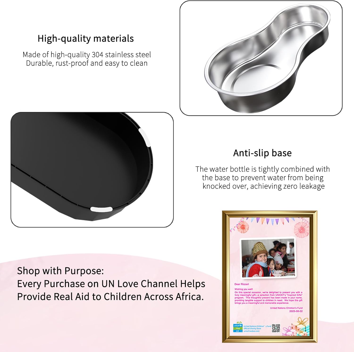 RIZZARI Automatic Dog Water Dispenser: 9L Black Elevated Feeder with Stainless Steel Dish for Elderly Dogs with Spinal Issues - Gravity-Fed Wide-Mouth - Non-Slip - Stable Base for Home or Garage Use